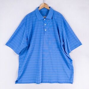 Nicklaus Golf Polo Shirt Mens XXL Blue Striped Short Sleeve Breathable Preppy